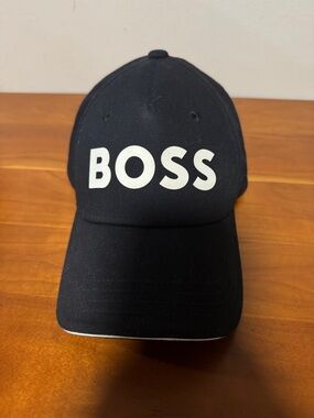 Boss Black Cap with White Logo - Men's Hat